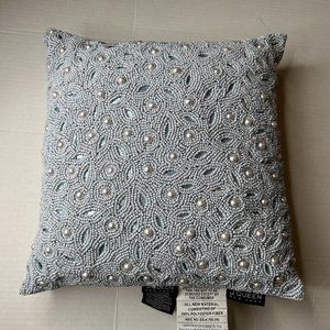 J Queen Bellissima Decorative Pillow, 14" x 14" Powder Blue Square Beaded